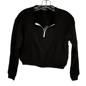 Monrow Cropped Black Sweatshirt nwt
